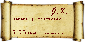 Jakabffy Krisztofer névjegykártya